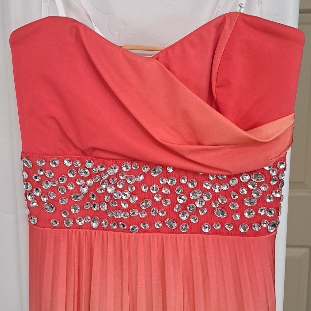 Speechless Pleated Rhinestone Accent Waist Lace Up Back Dress Size Medium - Picture 3 of 14
